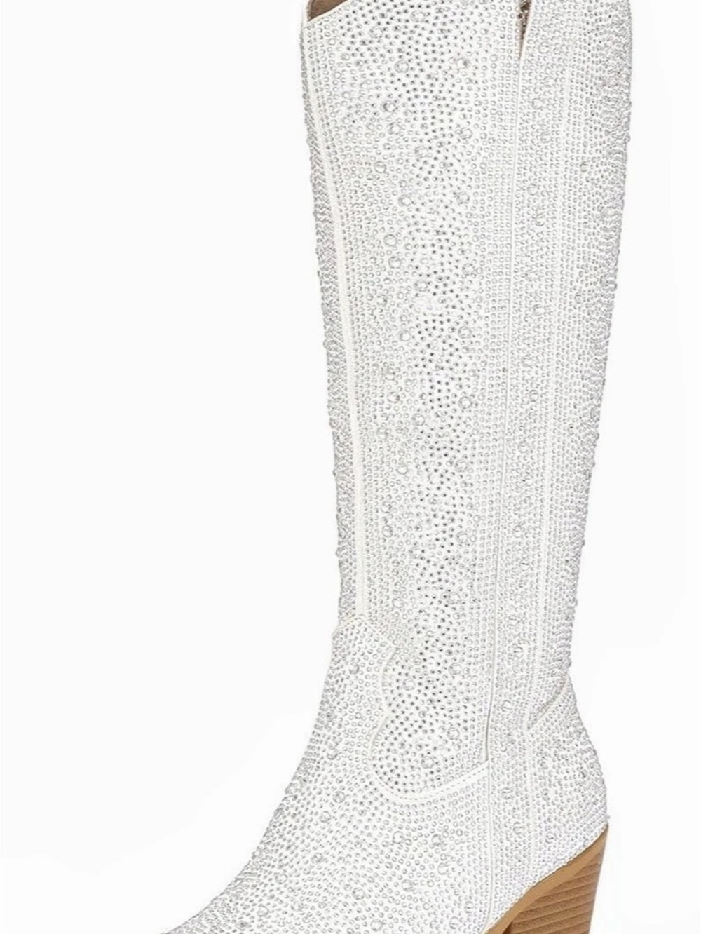 White Embellished Heeled Boots Like New